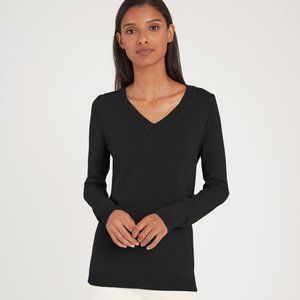 Cuyana Wool Cashmere Slim V-Neck Sweater Black L